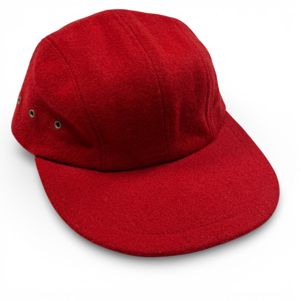 Quaker Marine Supply Swordfish Red Wool 5 Panel Hat Long‎ Bill Made in USA Large